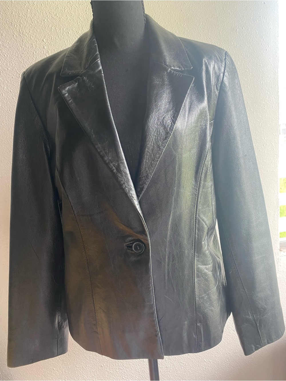 Vintage Excelled Genuine Leather Black Leather Blazer size small
